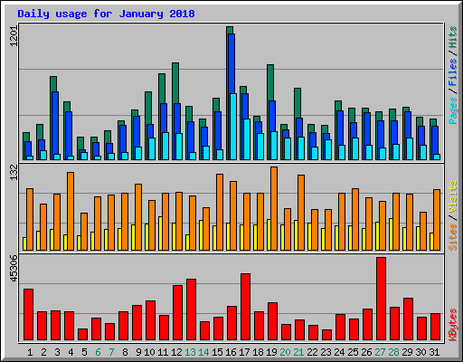 Daily usage for January 2018