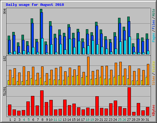 Daily usage for August 2018
