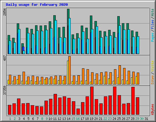 Daily usage for February 2020
