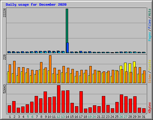 Daily usage for December 2020