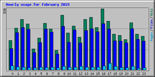 Hourly usage for February 2015