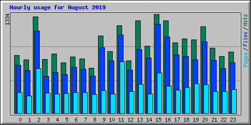 Hourly usage for August 2019