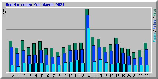 Hourly usage for March 2021